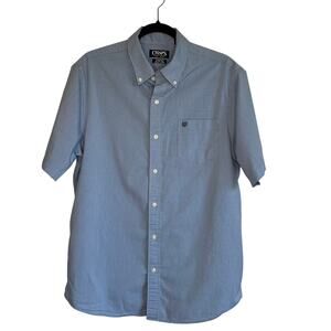 Chaps short sleeve blue/white check button front shirt Size Large